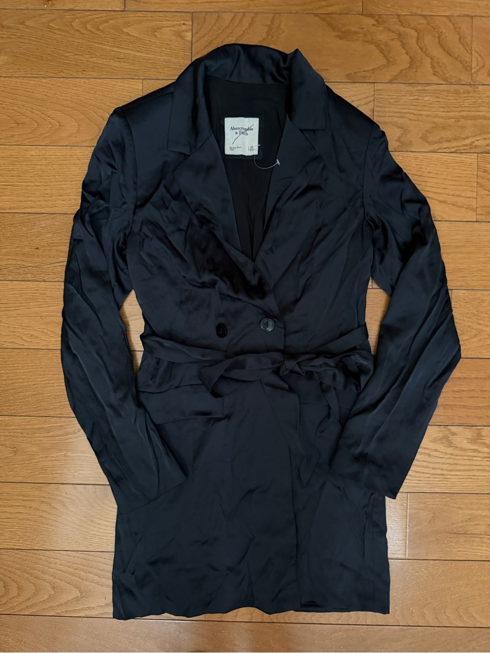 Abercrombie & Fitch Black Satin Trench Coat